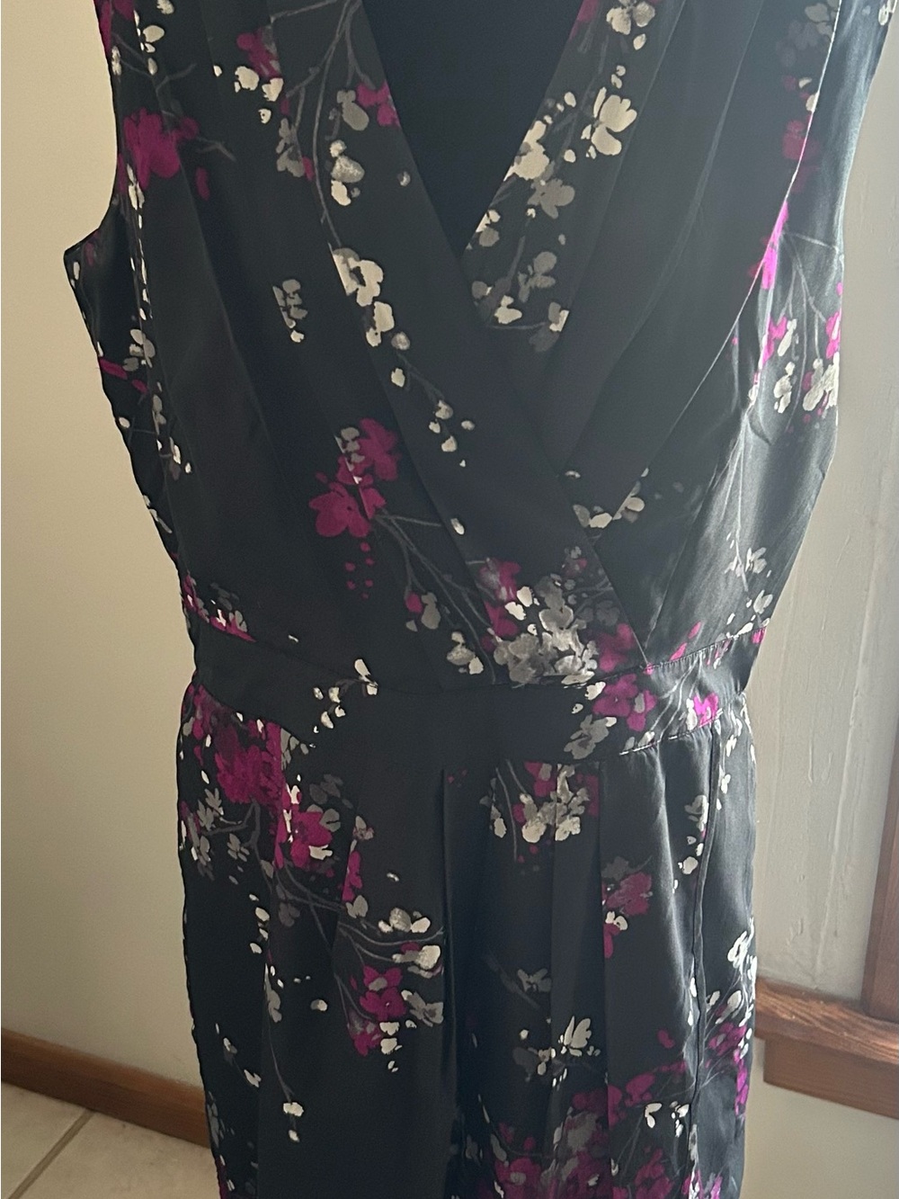 Banana Republic Black Mini Dress with Pink & White Floral Print